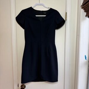 Theory Teagan V Neck‎ Short Sleeve Sheath Dress Navy Blue Size 8